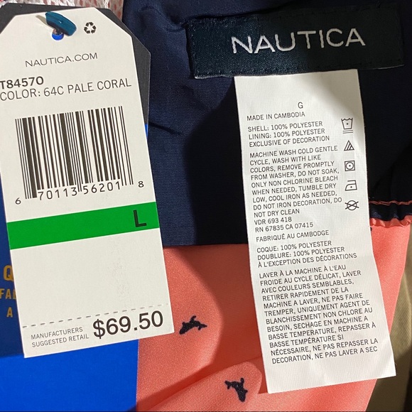 Nautica Pale Coral Dolphin Swim Trunks Sz L - Picture 8 of 8